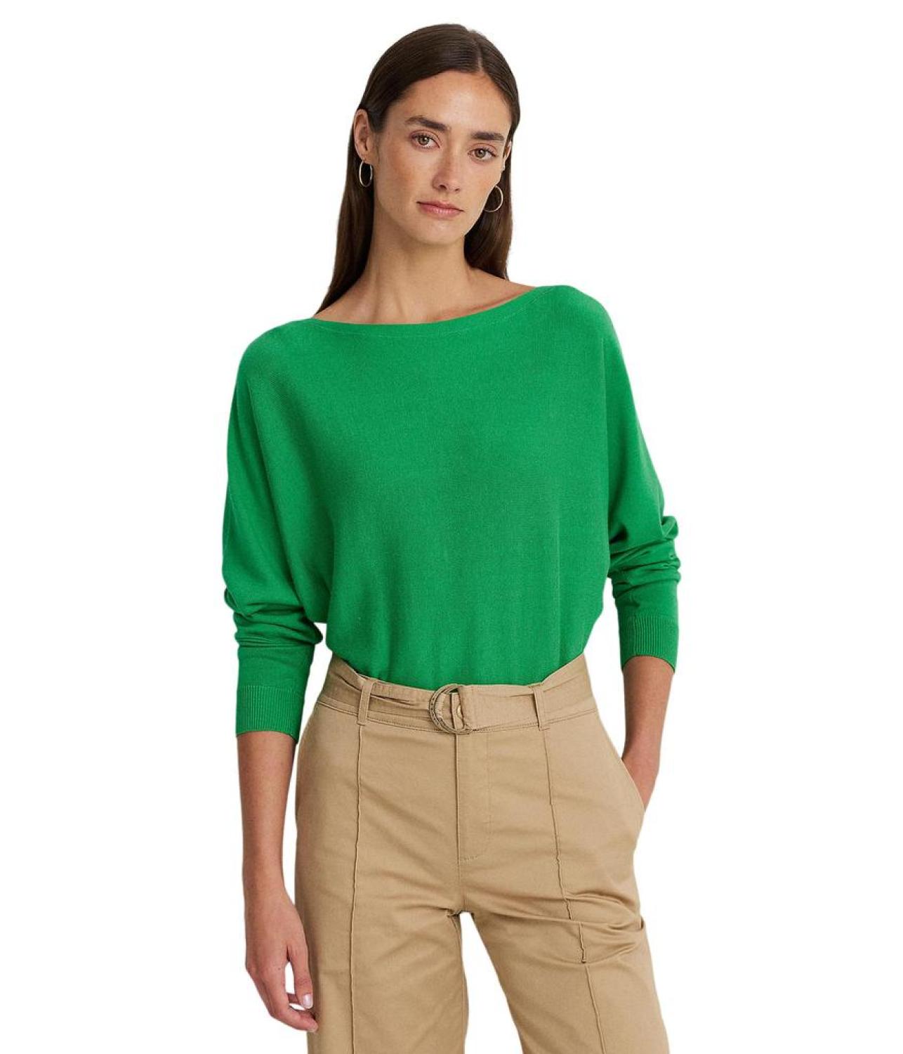 Cotton-Blend Dolman-Sleeve Sweater