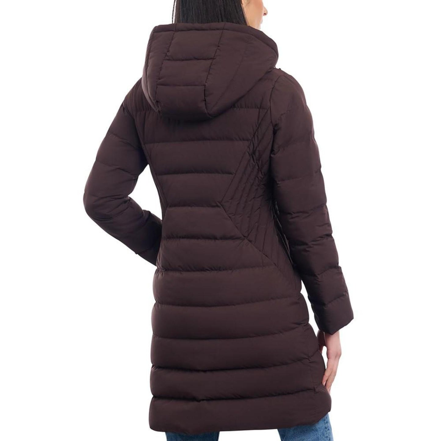 Women's Hooded Faux-Leather-Trim Puffer Coat