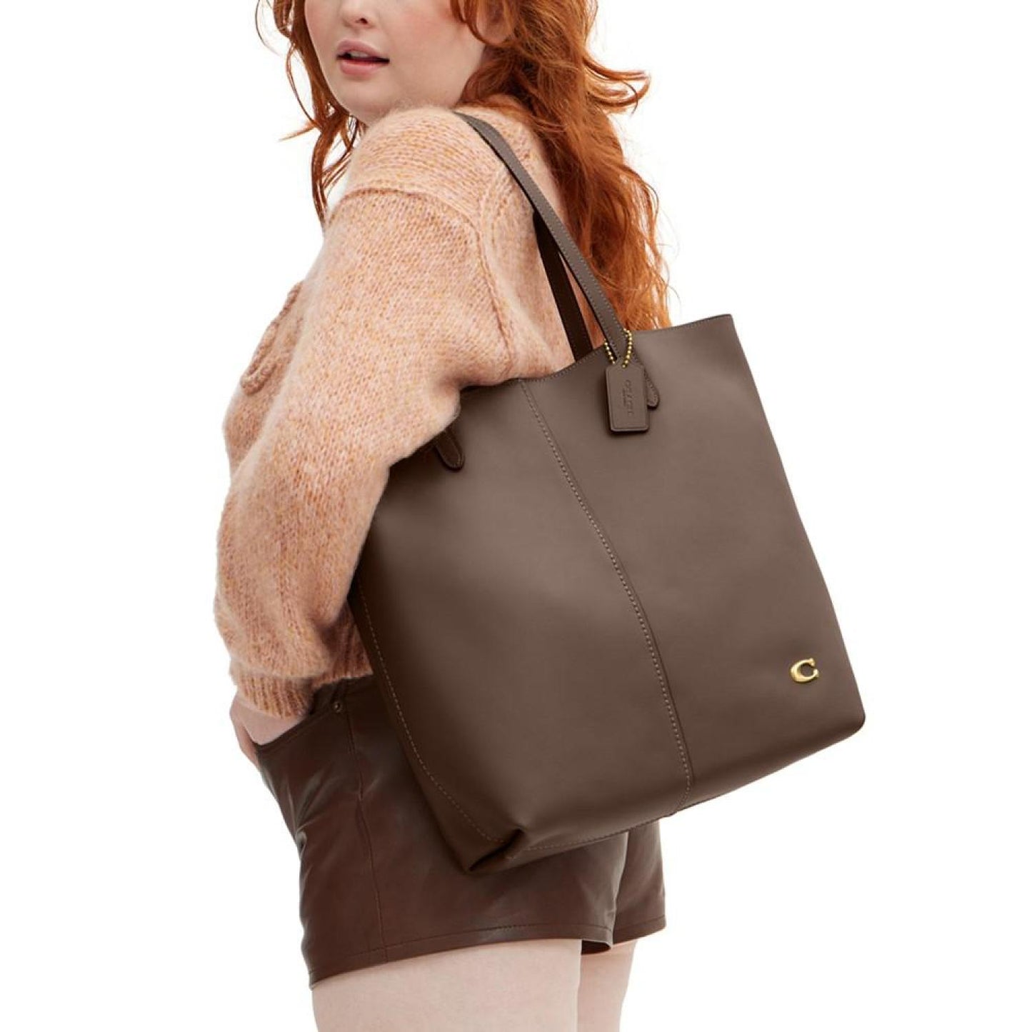 North South Leather Tote