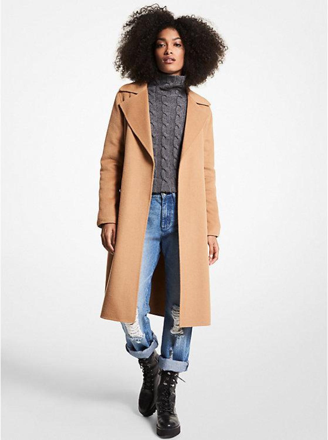 Wool Blend Wrap Coat