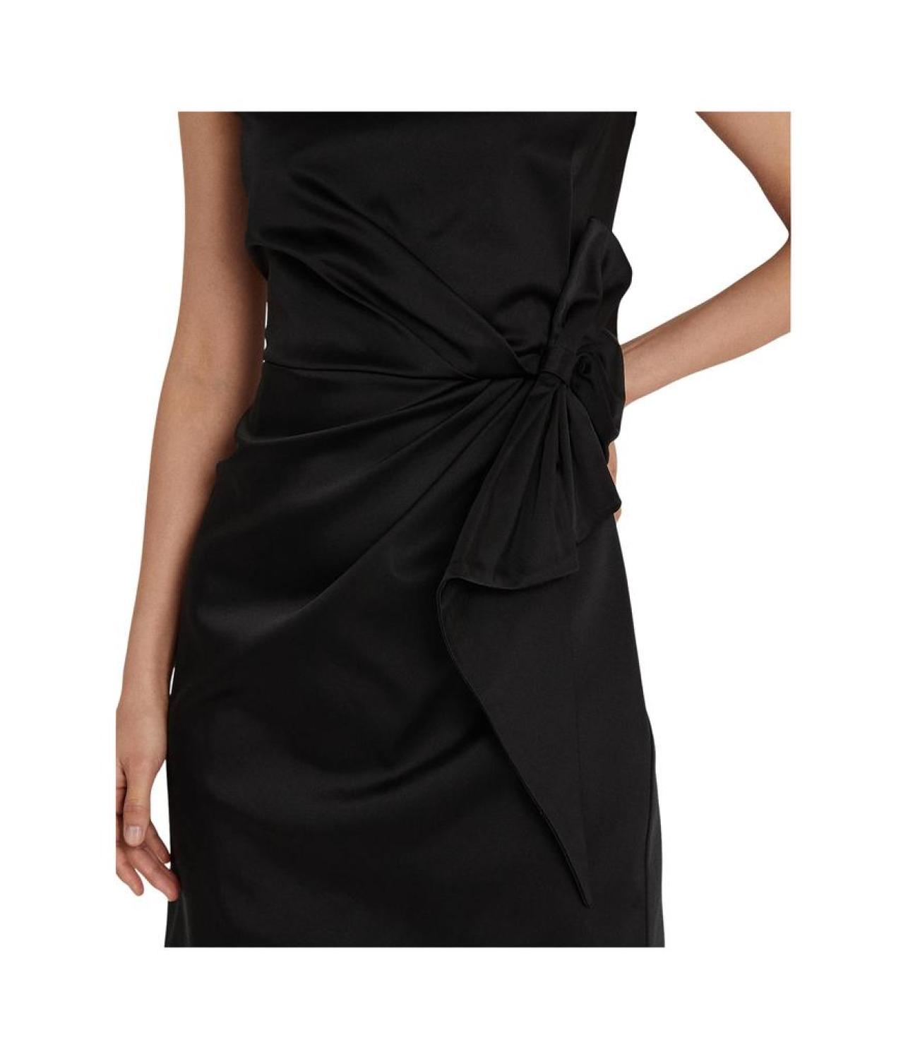 Tie-Waist Charmeuse Cocktail Dress