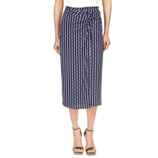 MICHAEL Women's Twist-Front Chain-Print Midi Skirt