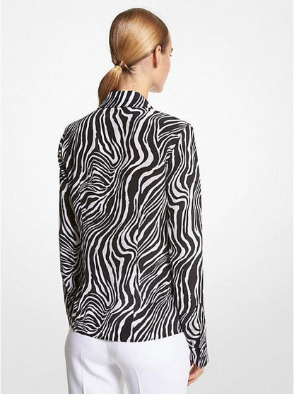 Hansen Zebra Silk Crepe De Chine Shirt