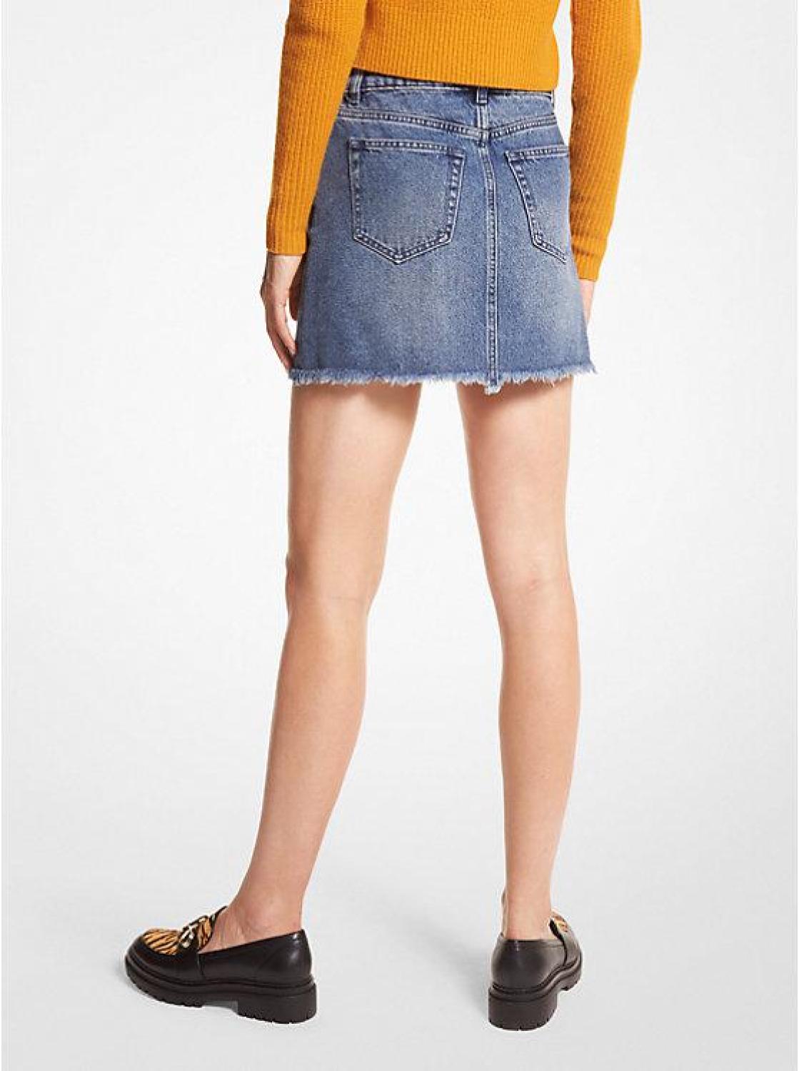 Denim mini skirt clearance frayed