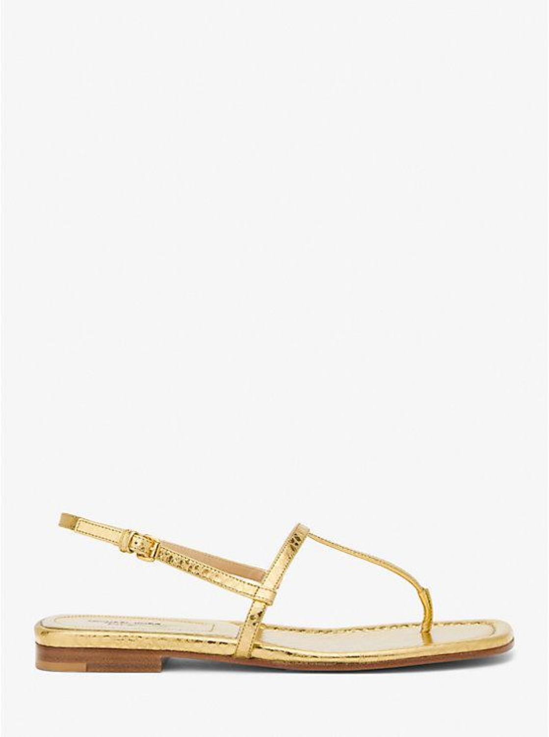 Ali Metallic Python Embossed Leather Sandal