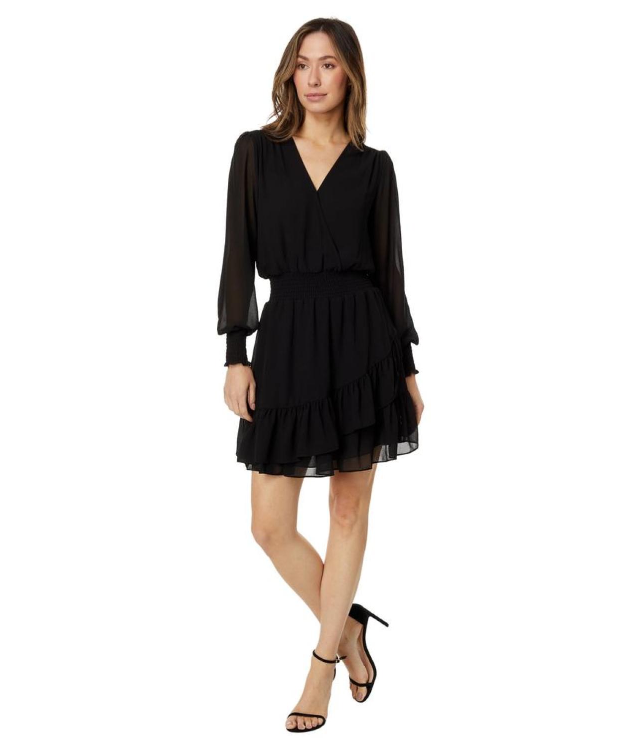 Petite Smock Ruffle Wrap Dress