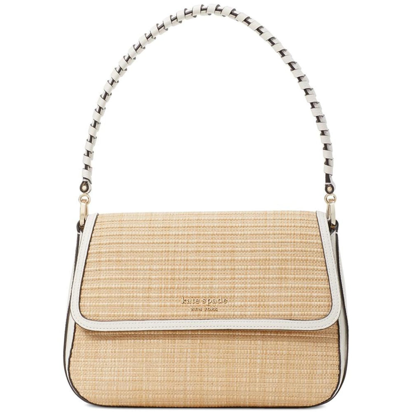 Hudson Woven Straw Small Convertible Flap Shoulder Bag