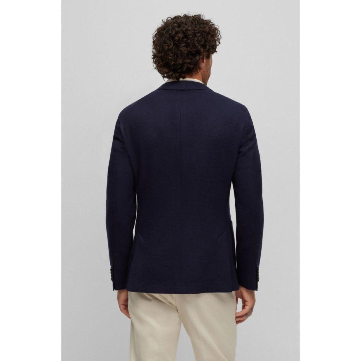 Slim-fit jacket in micro-patterned virgin wool