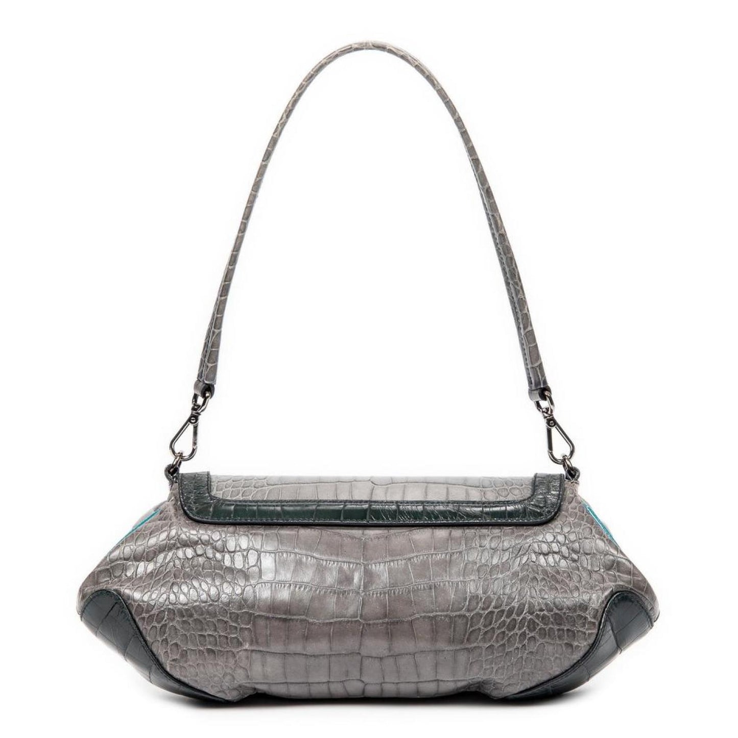 Tricolor Crocodile Clasp Flap Bag