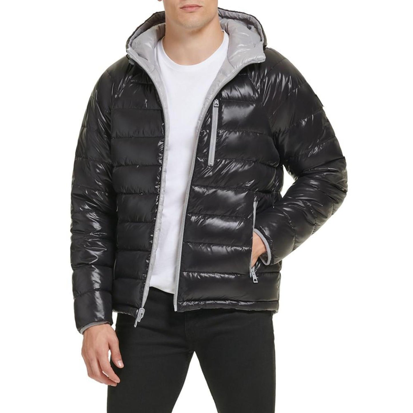 Men's Reversible Quilted Full-Zip Hooded Puffer Jacket