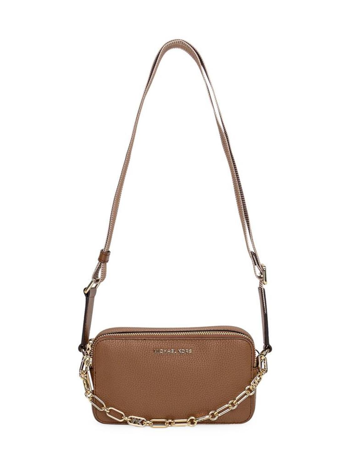 Michael Kors Logo Plaque Double Zip Small Crossbody Bag