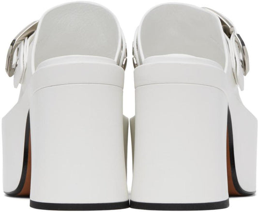 White 'The J Marc Leather' Mules