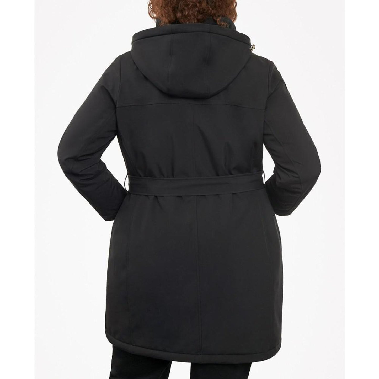 Women's Plus Size Hooded Belted Raincoat