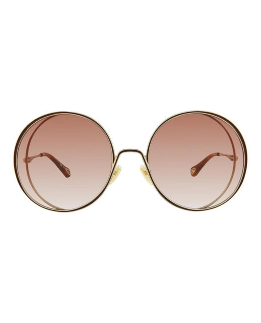 Chloe Round-Frame Metal Sunglasses