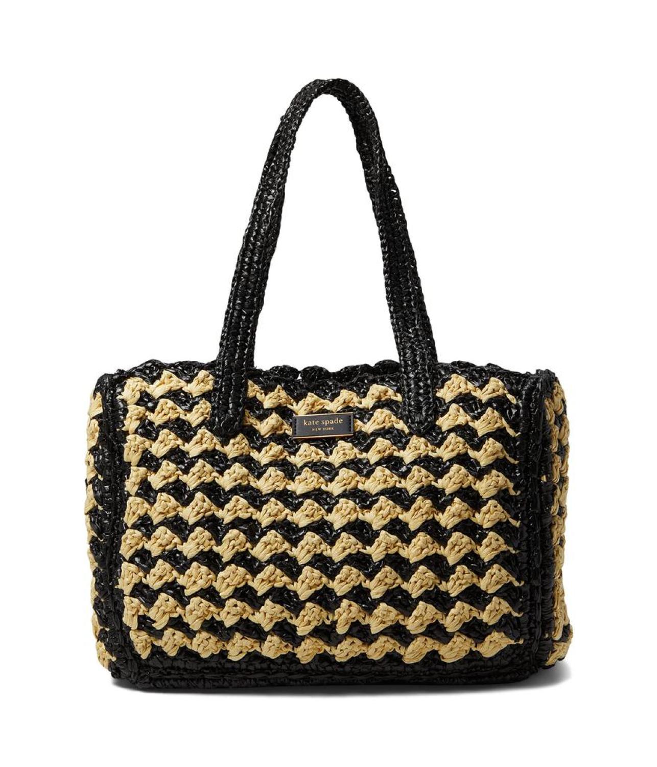 High Tide Striped Crochet Raffia Medium Tote