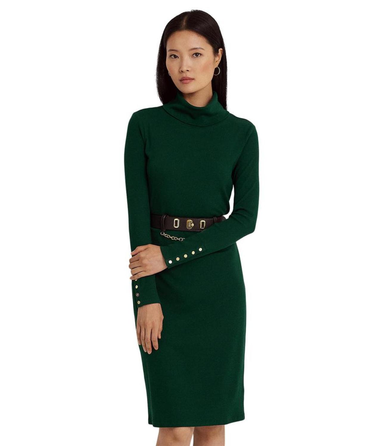 Cotton-Blend Turtleneck Dress