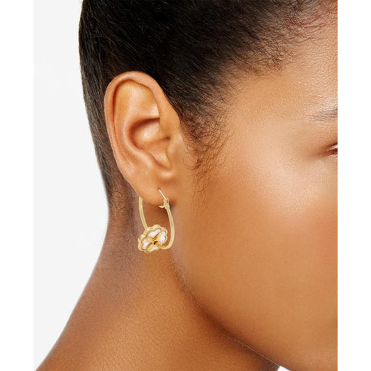 Gold-Tone Heritage Bloom Mother-of-Pearl Hoop Earrings