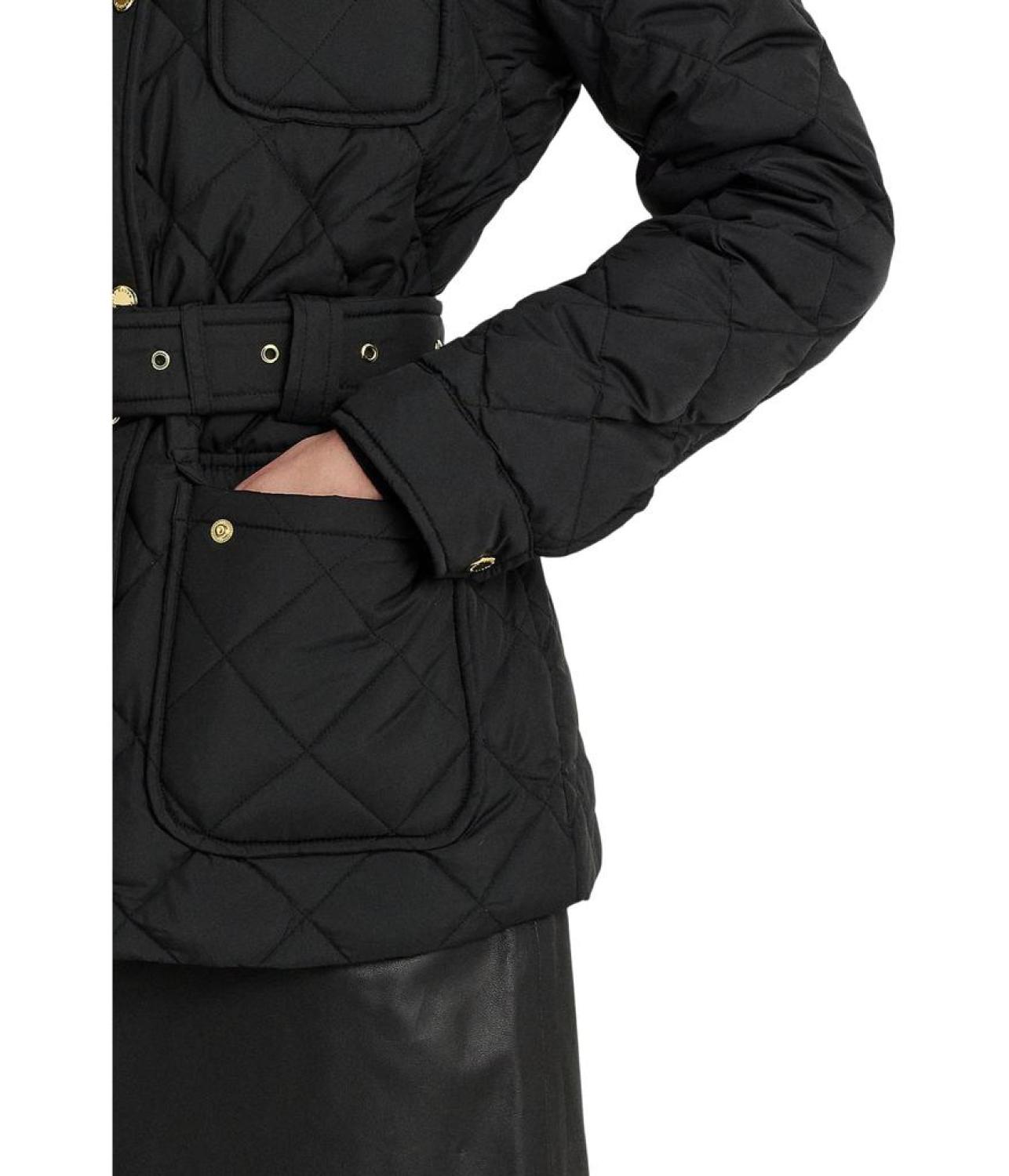 Diamond-Quilted Down Coat