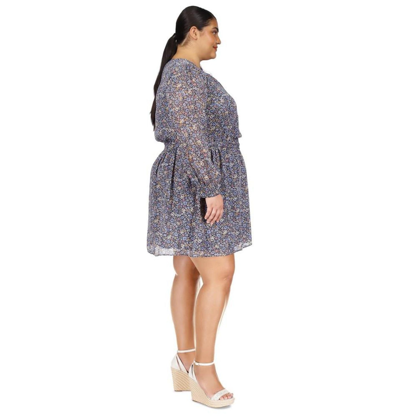 Plus Size Metallic Floral Minidress