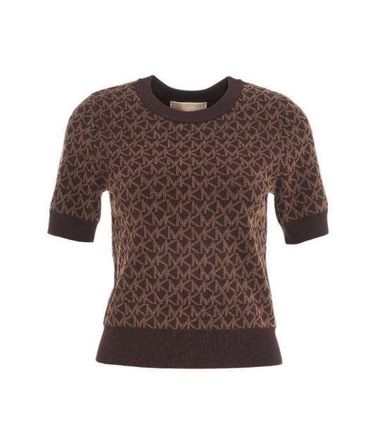 Michael Michael Kors Jacquard Logo Printed Top