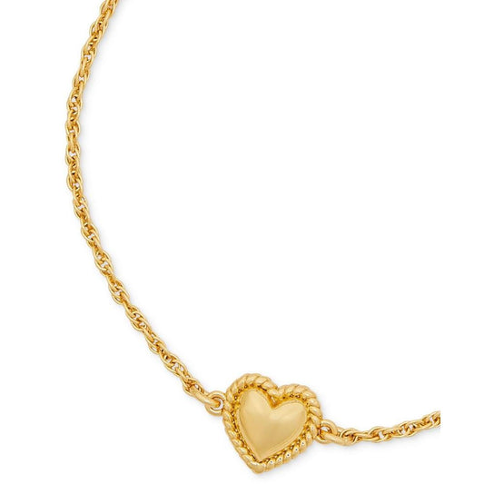 Gold-Tone Twisted Frame Heart Link Bracelet