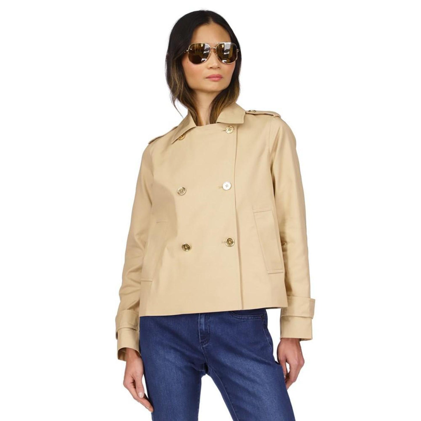 Women's Cotton Twill Cropped Peacoat, Regular & Petite