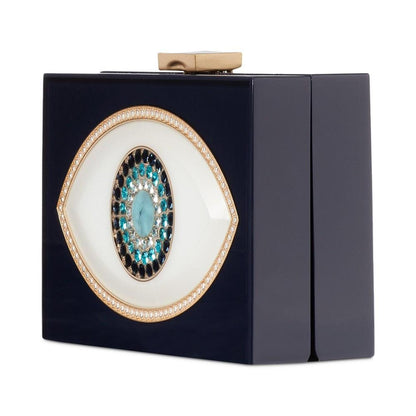 Evil Eye Jeweled Resin Small Frame Clutch