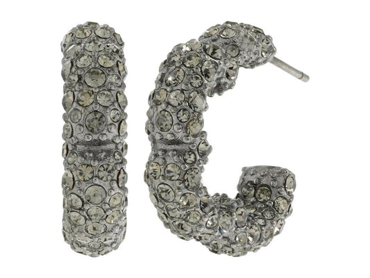 Signature Pave Tea Rose Hoop Earrings