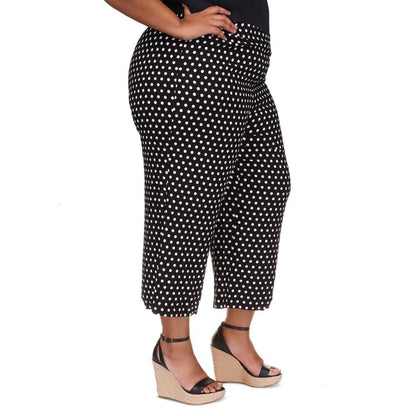 Plus Size Polka-Dot Cropped Wide-Leg Pants