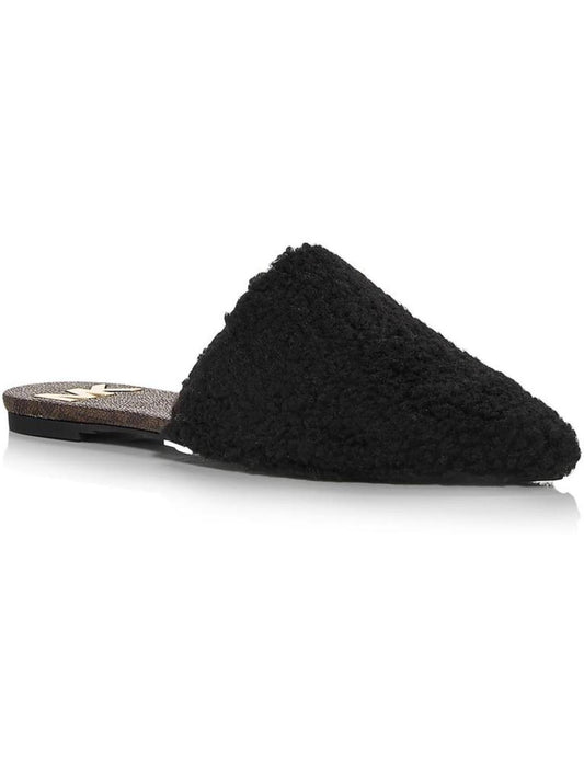 Renee Womens Faux Shearling Slip On Slide Slippers