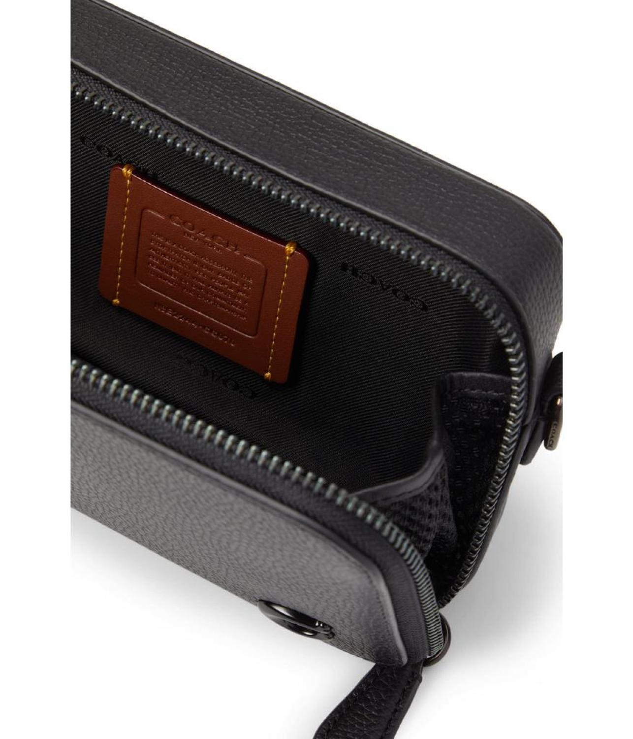 Charter Slim Crossbody in Pebble Leather with Sculpted C Hardware Bran