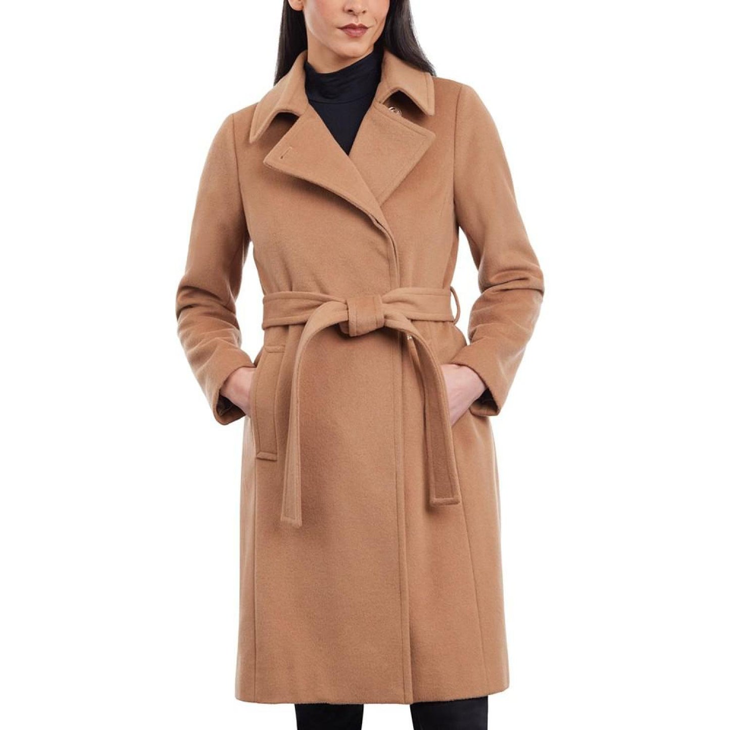 Women's Wool Blend Belted Wrap Coat