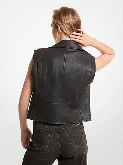 Pebbled Leather Moto Vest