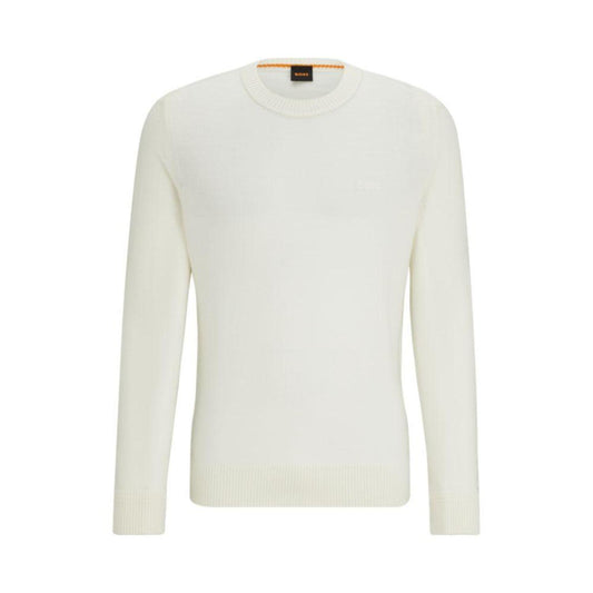 Wool-blend sweater with embroidered logo in regular fit