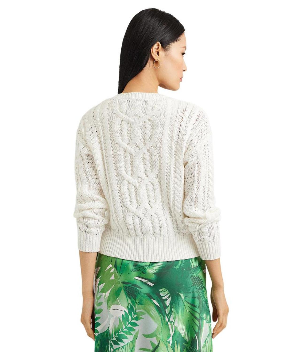 Cable-Knit Cotton Crewneck Sweater