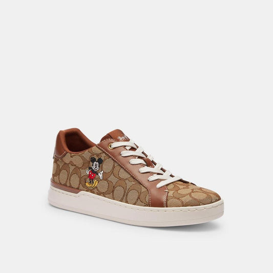 Coach Outlet Disney X Coach Clip Low Top Sneaker In Signature Jacquard With Mickey Mouse