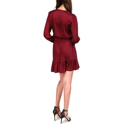 Womens Plunge Neck Midi Cocktail and Party Dress