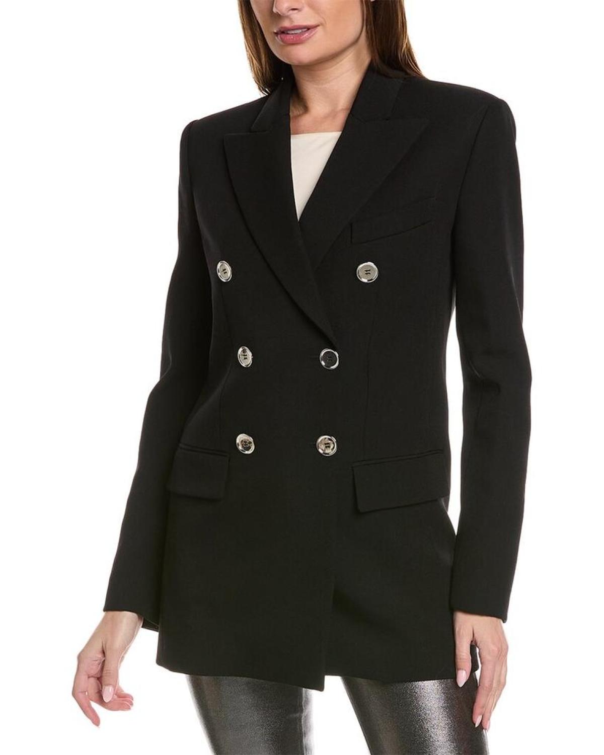 Michael Kors Collection Double Breasted Boyfriend Tab Wool Blazer