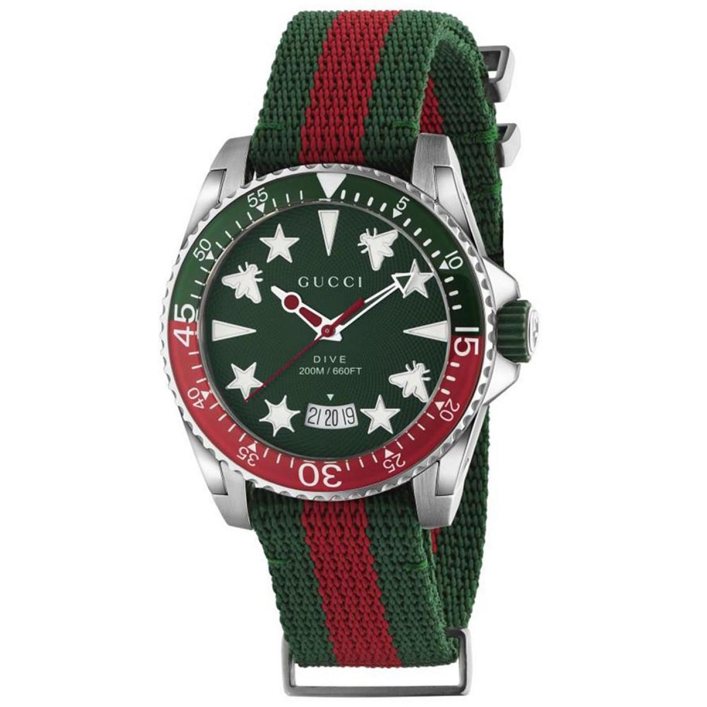 Dive Green & Red Fabric Strap Watch 40mm