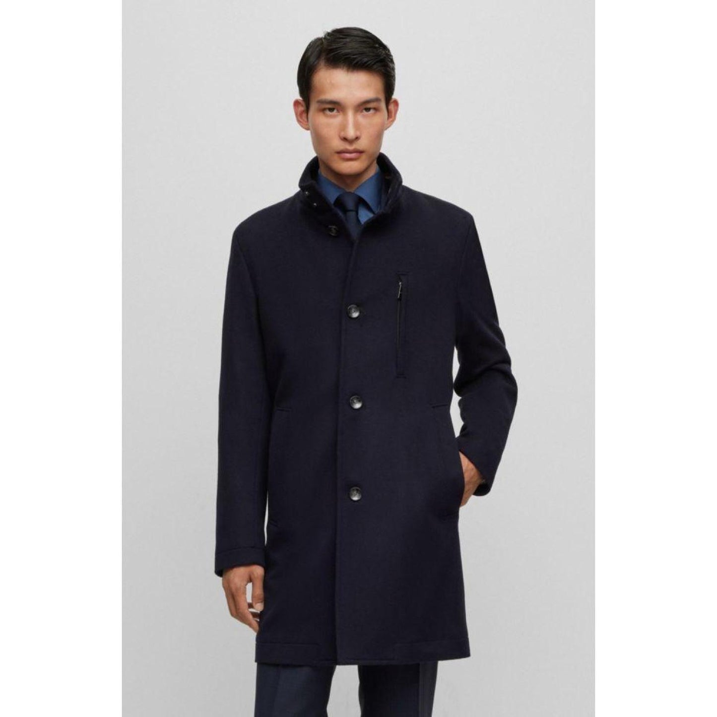 Slim-fit formal coat in virgin wool and cashmere