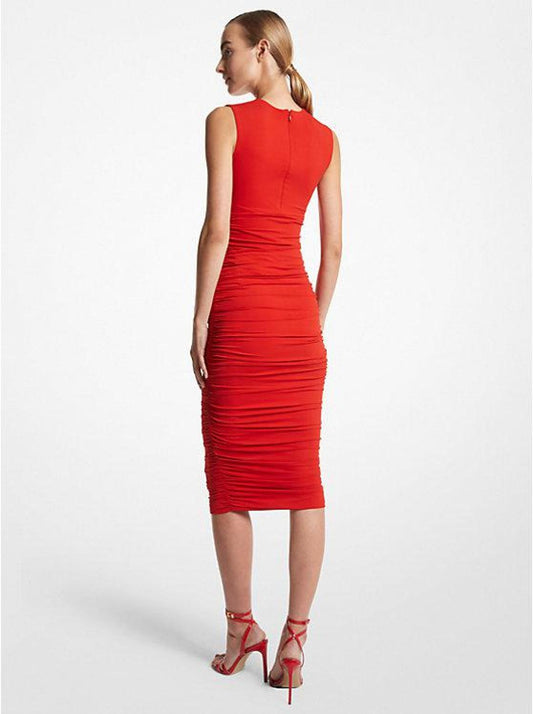 Stretch Matte Jersey Ruched Sheath Dress