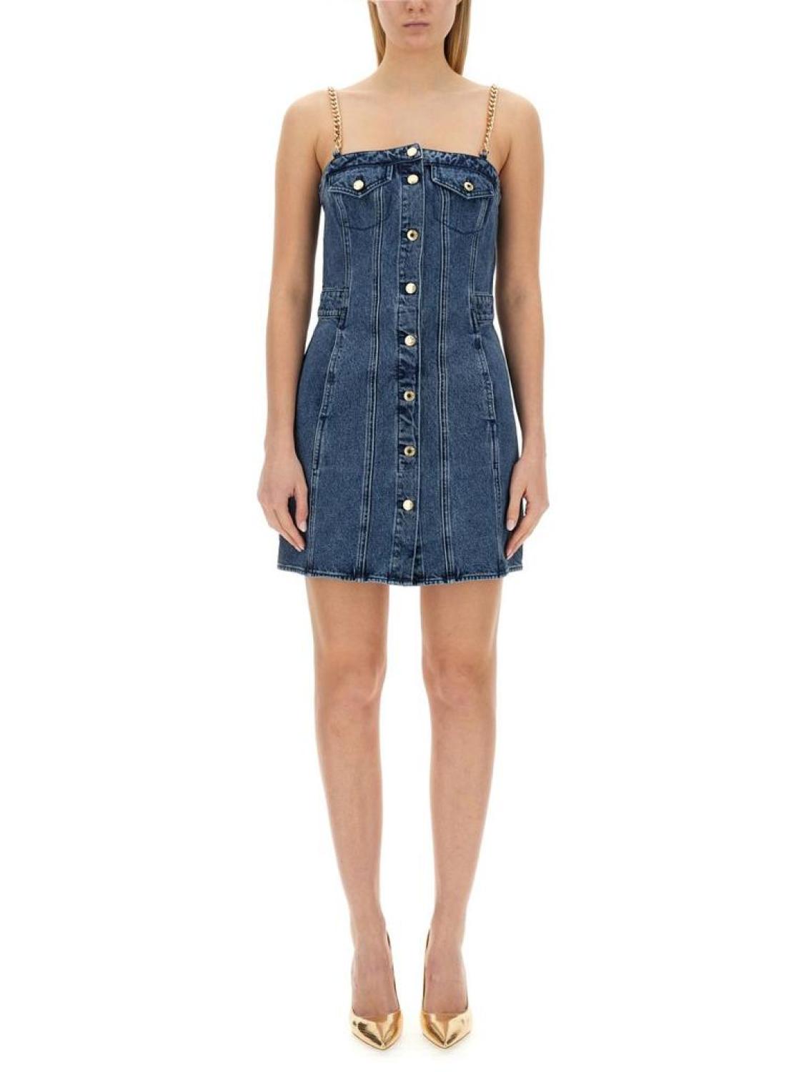 Michael Michael Kors Chain-Link Strap Denim Mini Dress