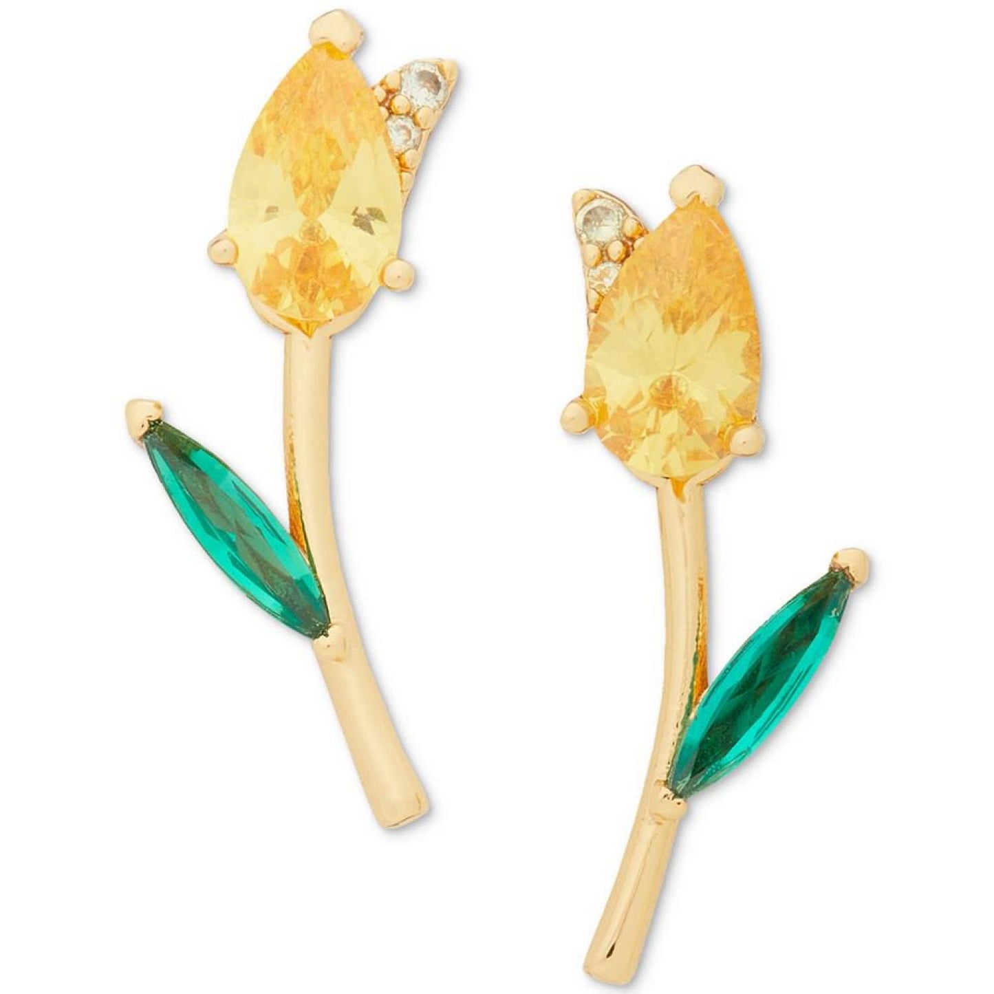 Gold-Tone Cubic Zirconia Tulip Stud Earrings