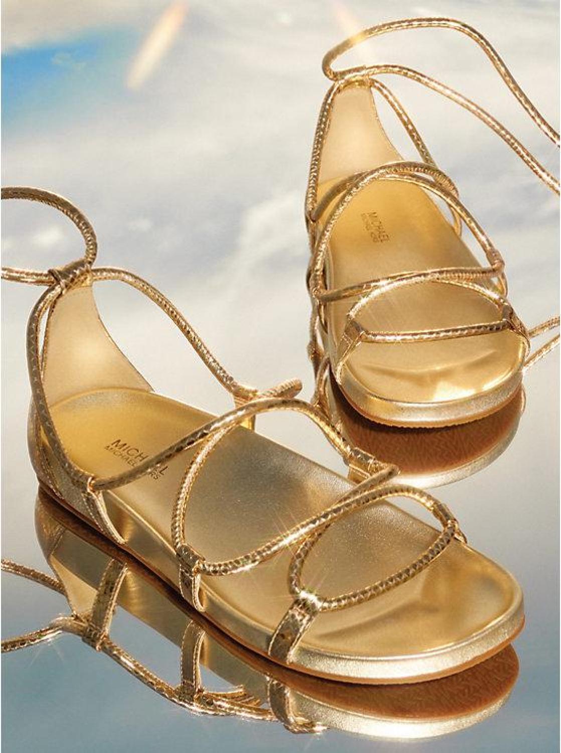 Vero Metallic Snake Embossed Lace-Up Sandal