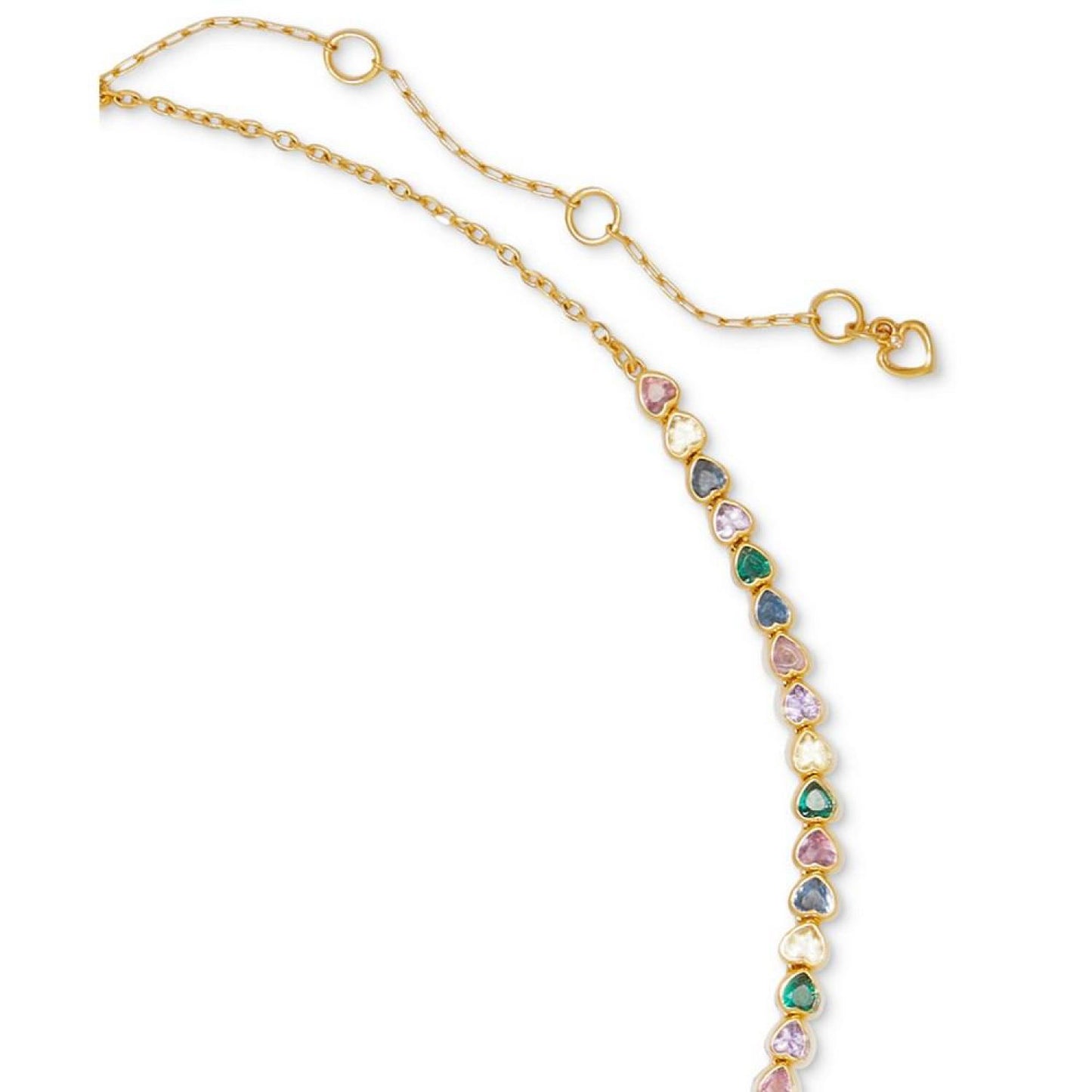 Gold-Tone Sweetheart Delicate Tennis Necklace, 16" + 3" extender