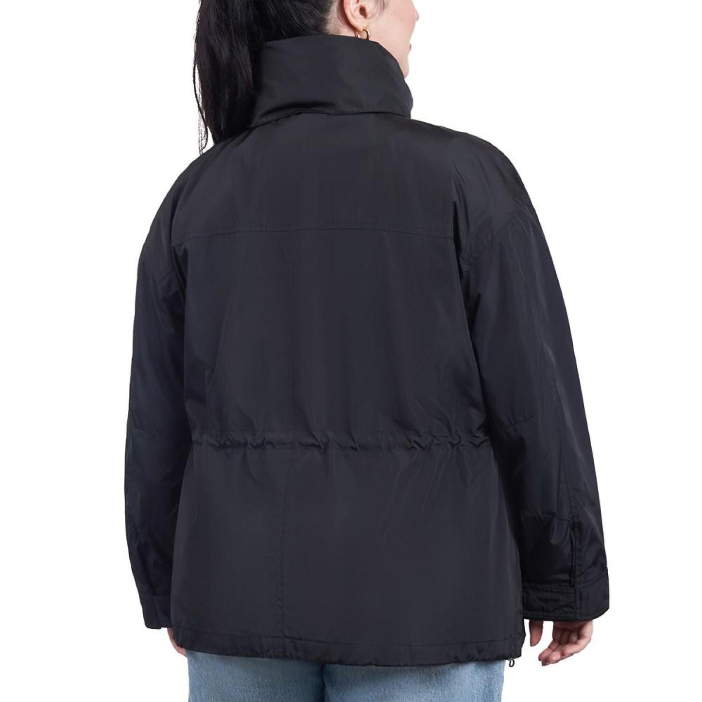 Women's Plus Size Cinched-Waist Bomber Raincoat