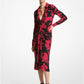 Brushstroke Floral Silk Crepe De Chine Plunge Shirtdress