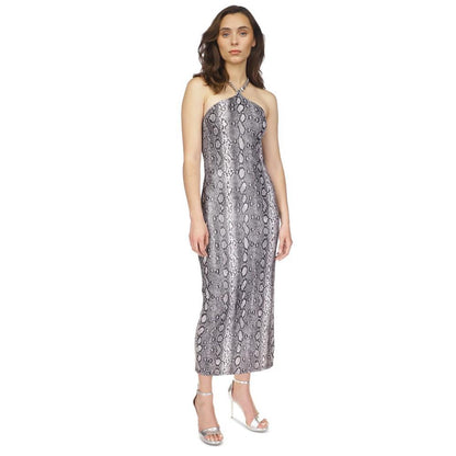 Women's Snake-Print Chain Halter Maxi Dress