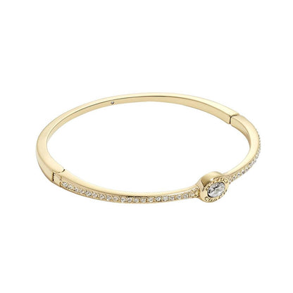 Signature Logo Pave Hinged Bangle Bracelet