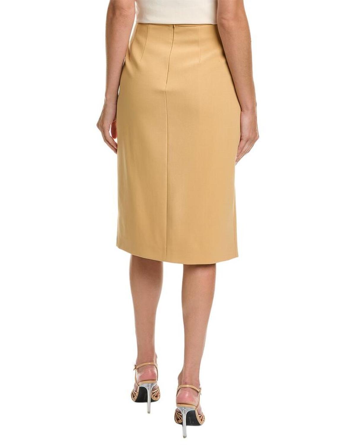 Michael Kors Pebble Crepe Slit Wool-Blend Pencil Skirt